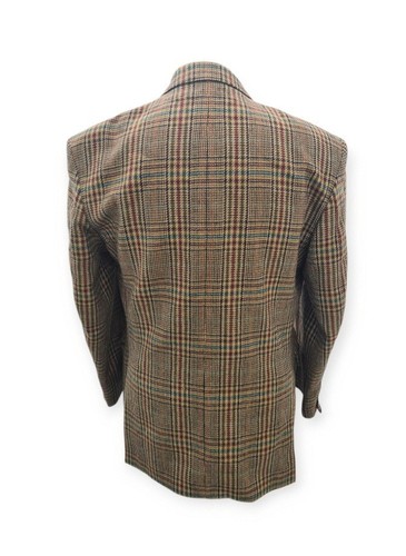 VTG DAKS Mens Tweed Sport Coat 44R Brown Plaid Wool Jacket Button 2 Button - Picture 6 of 10