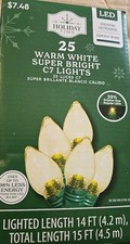 Holiday Time - 25 C7 Warm White Super Bright LED Lights Green Wire