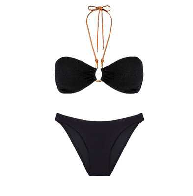 Vix Paula Hermanny Firenze Diane Bandeau Top Black L &Basic Bikini Bottoms XS