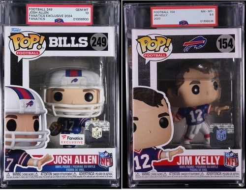 Funko Pop! NFL Josh Allen 249  PSA 10 GEM MINT & Jim Kelly 154 PSA 8.5 MINT