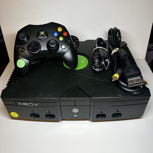 Microsoft Original Xbox Black Console , TESTED & WORKING! Cables ...