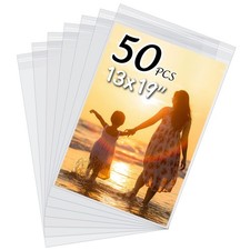 50 Pack Acid-Free Crystal Clear Sleeves Storage Bags for 13x19 Art Prints/Pic...