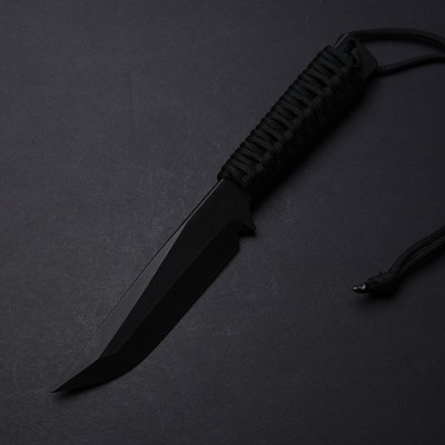 Strider Knives WP Cord Wrapped Fixed Blade - Black 3V Blade & Kydex Sheath