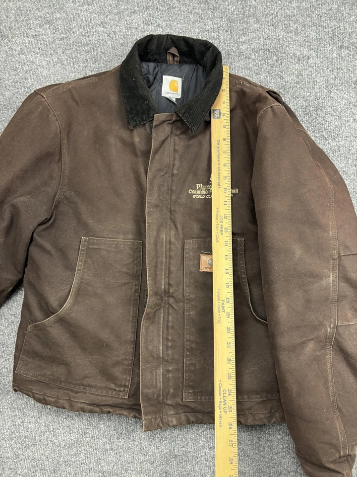 Carhartt J22 Jacket Mens Medium DKB Dark Brown Duck Canvas Quilted Work Coat - image 4 of 4