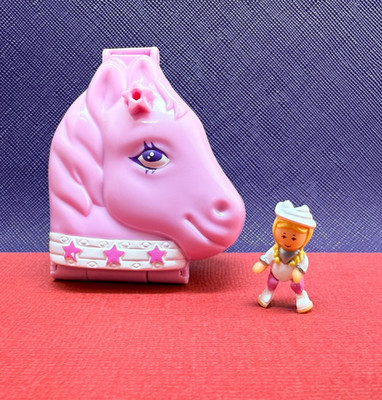 Vintage 1995   Polly Pocket  Western Pony Compact w 1 Figure - Bluebird