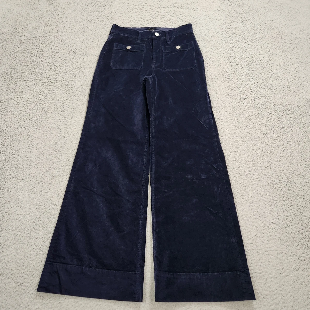 Wide-Leg Blue Velvet Pants for Women for sale | eBay