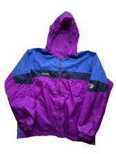 Kid Girls Vintage 90s Columbia Blue Purple Colorblock Windbreaker Jacket 640