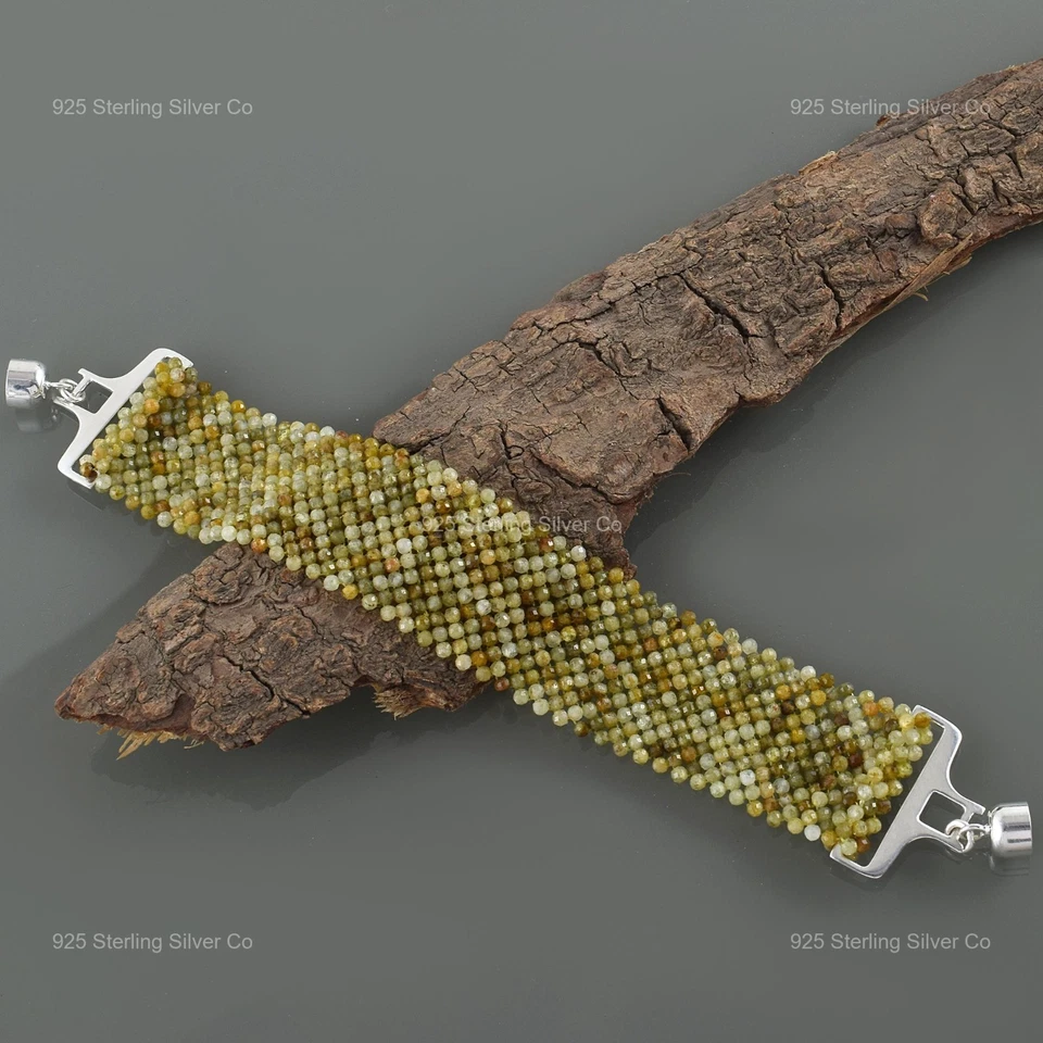 925 Sterling Silver Grossular Garnet Gemstone Daughter Beaded Handmade Bracelet - Image 4 of 4