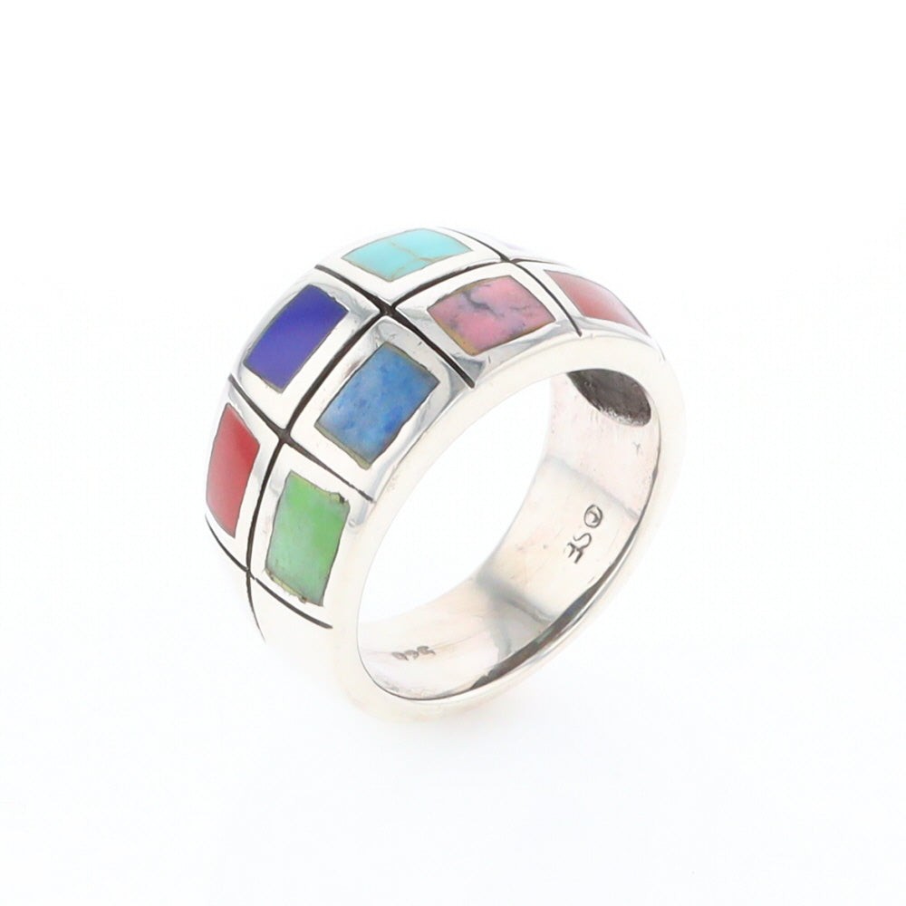 Native Silver Multi Stone Inlaid Ring GV166220 - image 10