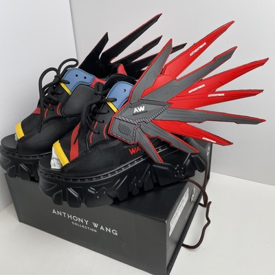 Anthony Wang Gooseberry 01 Gundam Wing Black Halloween Wedge Sneakers US W 7