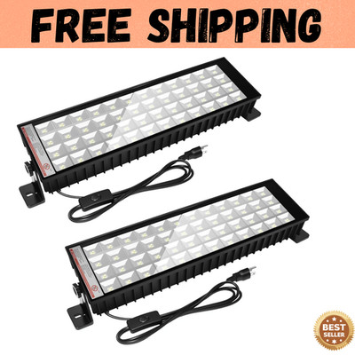 2 Pack 100W LED Shop Lights, 6000K 11000LM Work Light for Garage, Plug in Garage