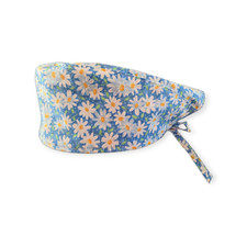 Daisy's on Blue Tie Back Scrub hat/ cap 100 Cotton Surgical Medical