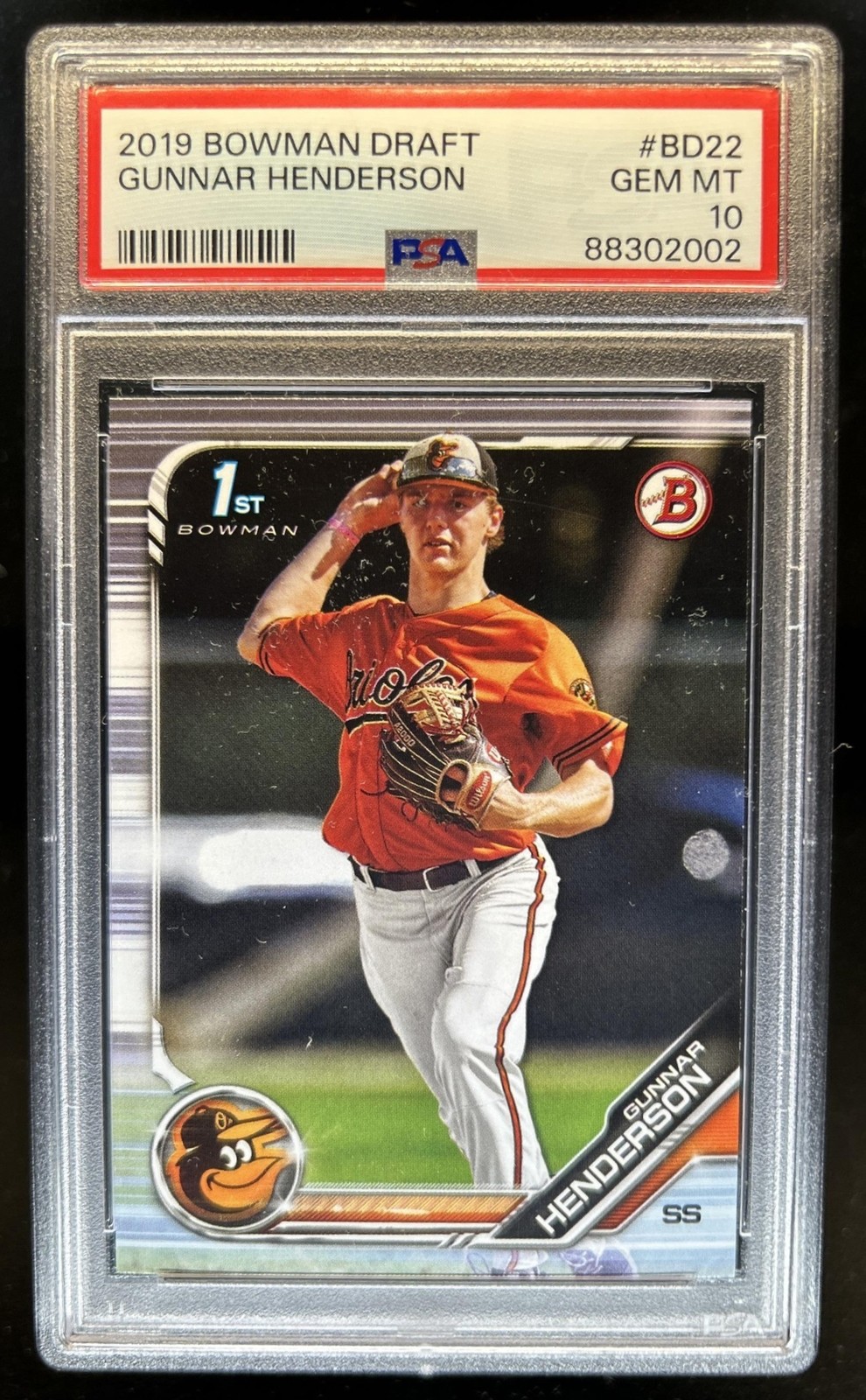2019 Bowman Draft Gunnar Henderson 1st Prospect #BD-22 Orioles PSA 10 GEM MINT view 1