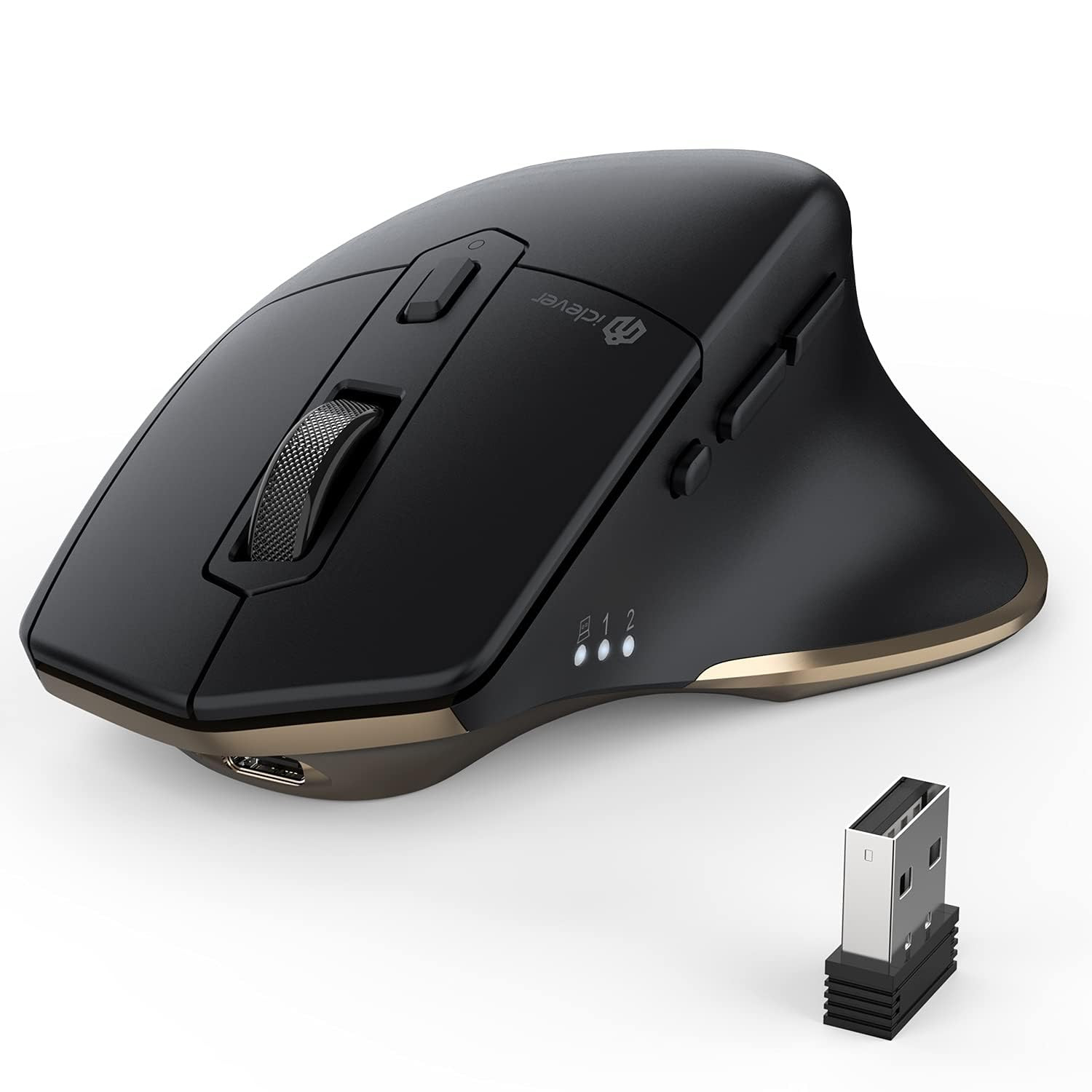 Wireless Bluetooth Mouse with USB Receiver, 2400DPI Adjustable Rechargeable Design-image
