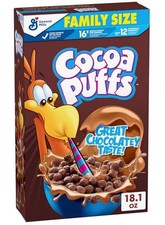 Cocoa Puffs, Chocolatey Breakfast Cereal, Made with Whole Grain, Family 18.1 oz