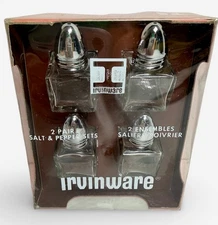 Irvinware 2 Pair Salt And Pepper Shaker Sets in Original Box U.S.A. Vintage 1975