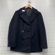 Vintage Naval Pea Coat Mens 34 Blue 50s US Navy Wool Jacket Military USA