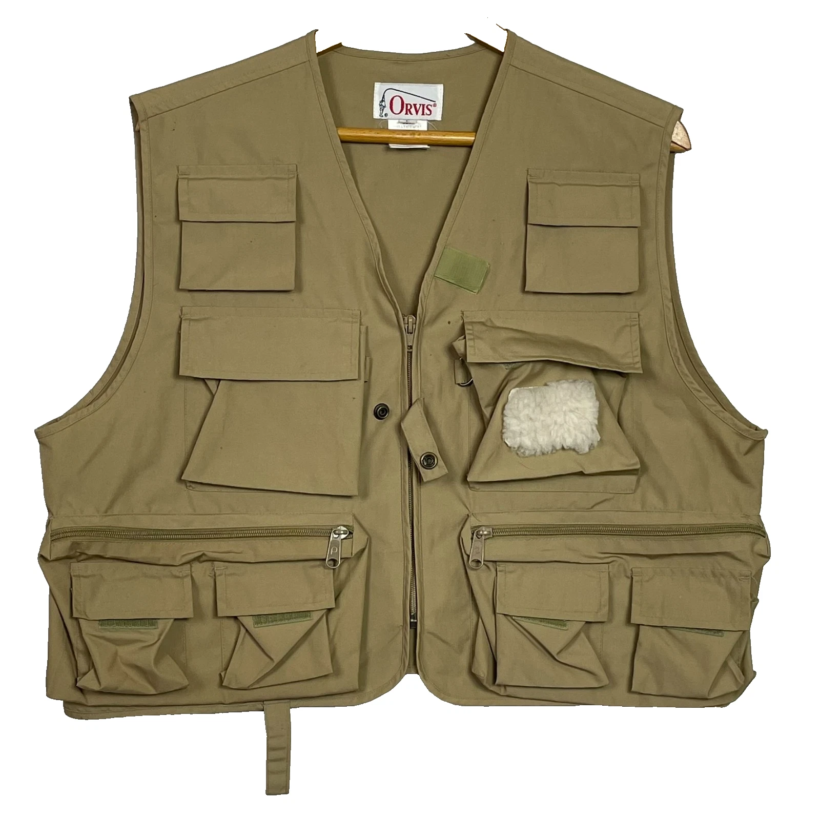 VINTAGE ORVIS Fly Fishing Vest Mens L Khaki Multi Pocket Utility Angler Outdoor