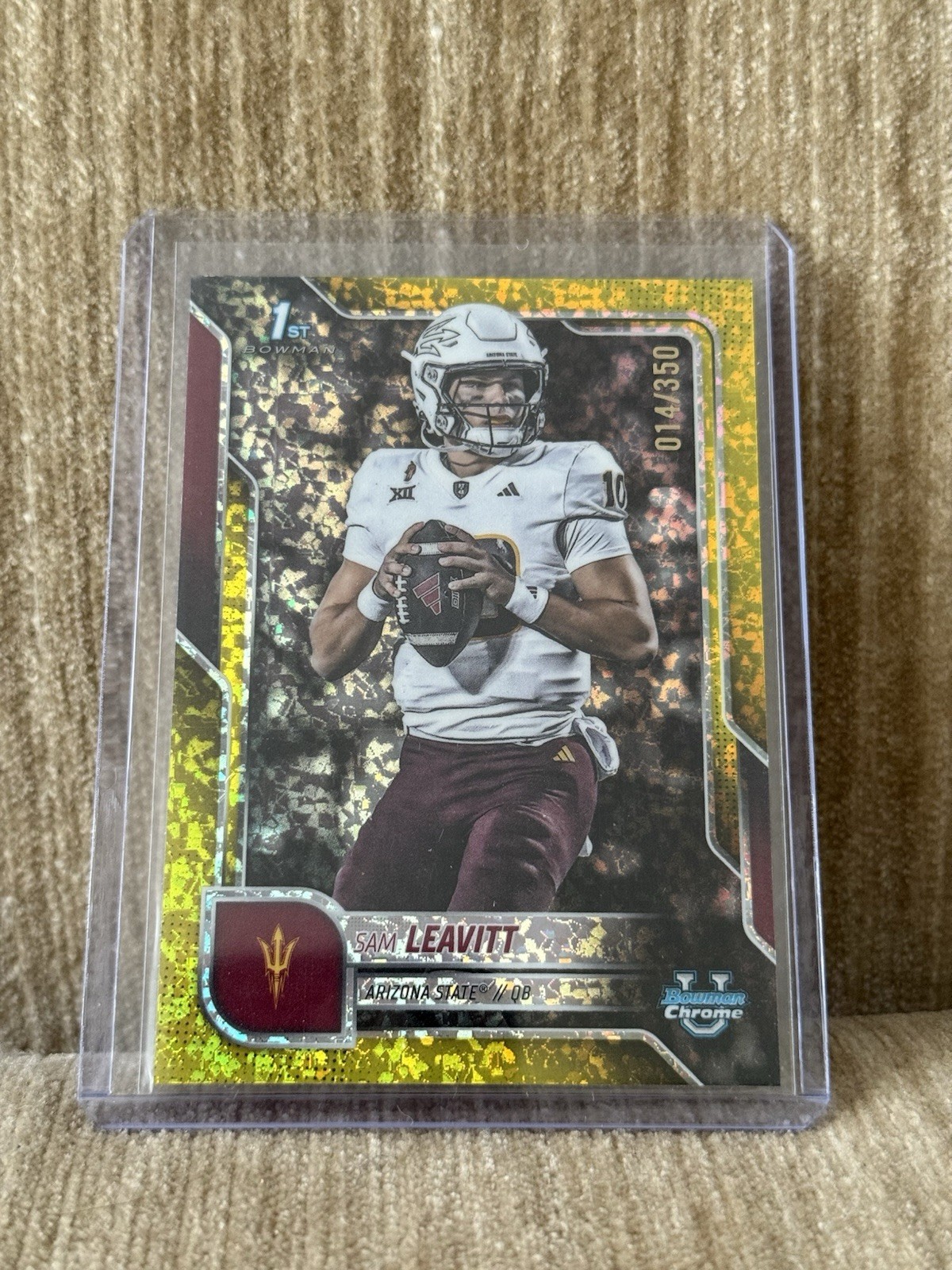 2025 Bowman U Chrome Sam Leavitt Yellow Mini Diamond Refractor /350 1st ASU