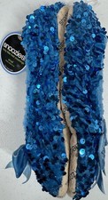    NWT Snoozies Women's Small 5-6 Blue Sequin Bow Cozy Slip-On House Slippers 