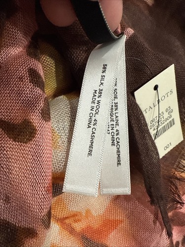 Sciarpa Talbots nuova floreale seta lana cashmere nuova con etichetta - Foto 6 di 7