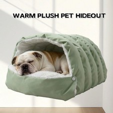 New Luxury Plush Calming Pet Cave Bed Orthopedic Cozy Nest Small to Large Green
