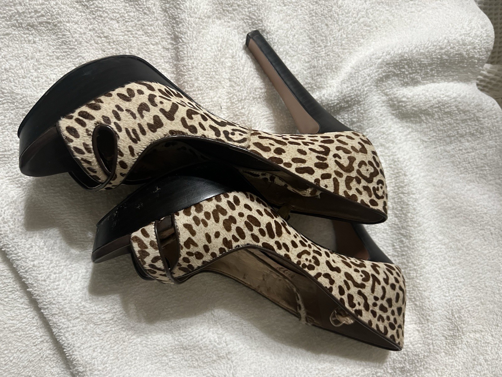 BCBGeneration Leopard Print Strappy Heels Sandals… - image 1