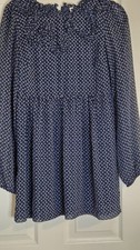 Free People Nouveau Butterfly Dress Navy Blue Chiffon Ruffle Babydoll Mini Sz 0