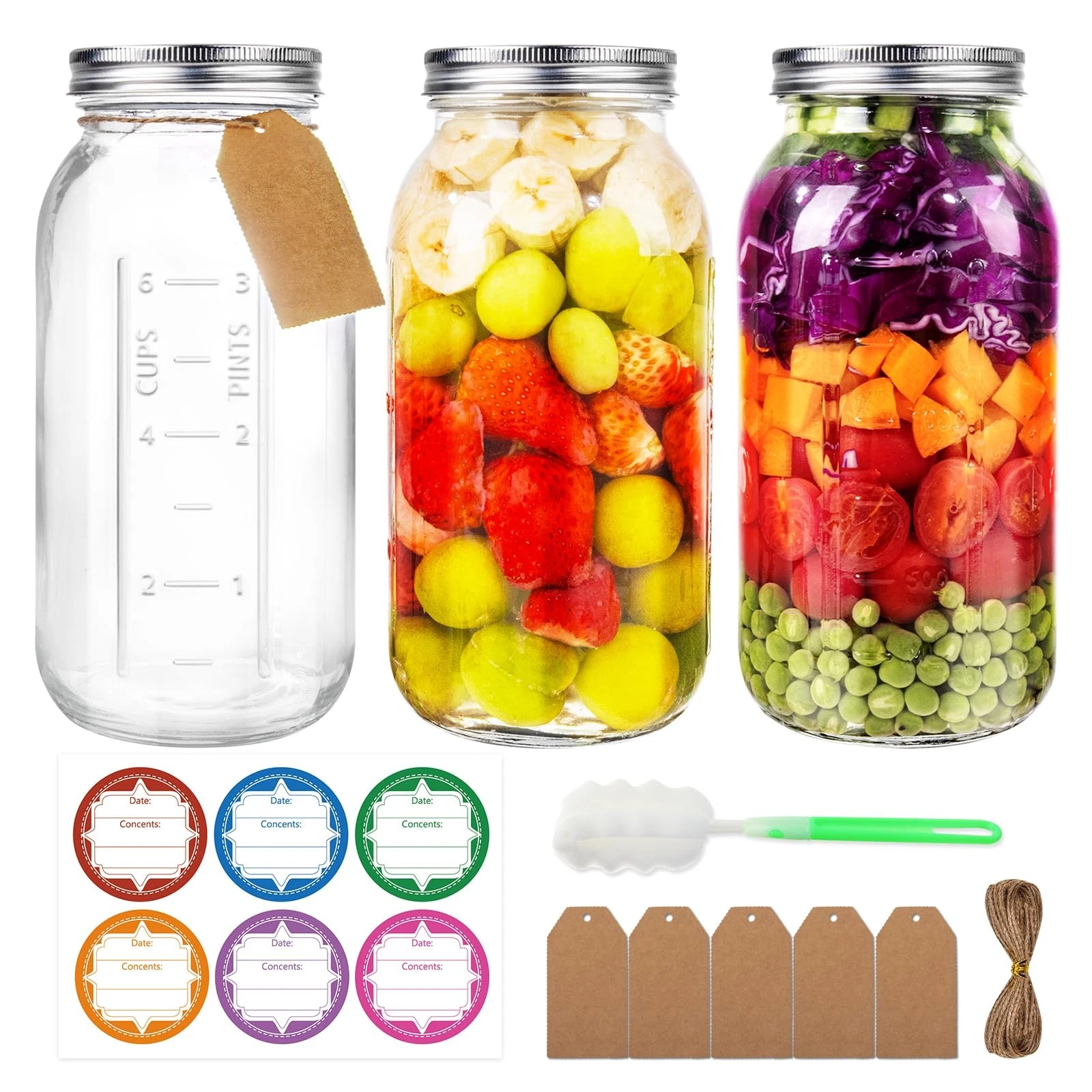 UrSpeedtekLive 64 oz Wide Mouth Mason Jars with 4.5 x 3.2 x 9.2 inches, Clear