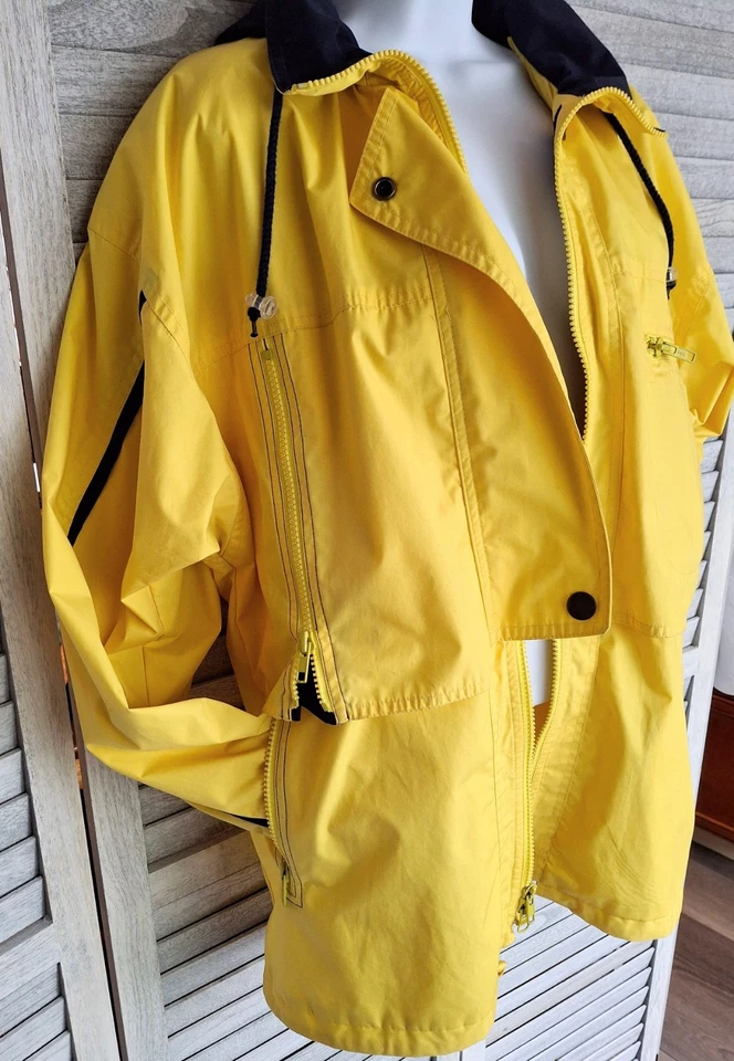 Jaqueta de chuva London Fog feminina X-pequena amarela casaco com capuz bolsos com zíper - Imagem 4 de 4