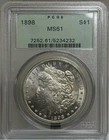 1898 MORGAN SILVER DOLLAR PCGS MS 61 OGH OLD GREEN HOLDER
