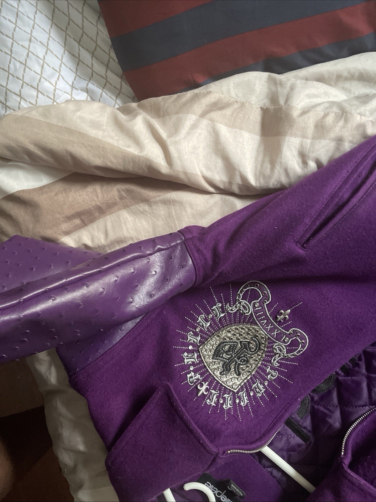 🔥 Rare Pelle Pelle “Immortal” Worldwide Revolution Purple Leather & Wool Jacket image 3