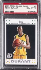 2007 TOPPS ROOKIE CARD #2 KEVIN DURANT ROOKIE RC PSA 10. rookie card picture