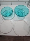 PYREX 325 ,323 LIGHT PEACOCK TURQUOISE (AQUA) 1.5 L &2.5 L MIXING BOWL W / Lid