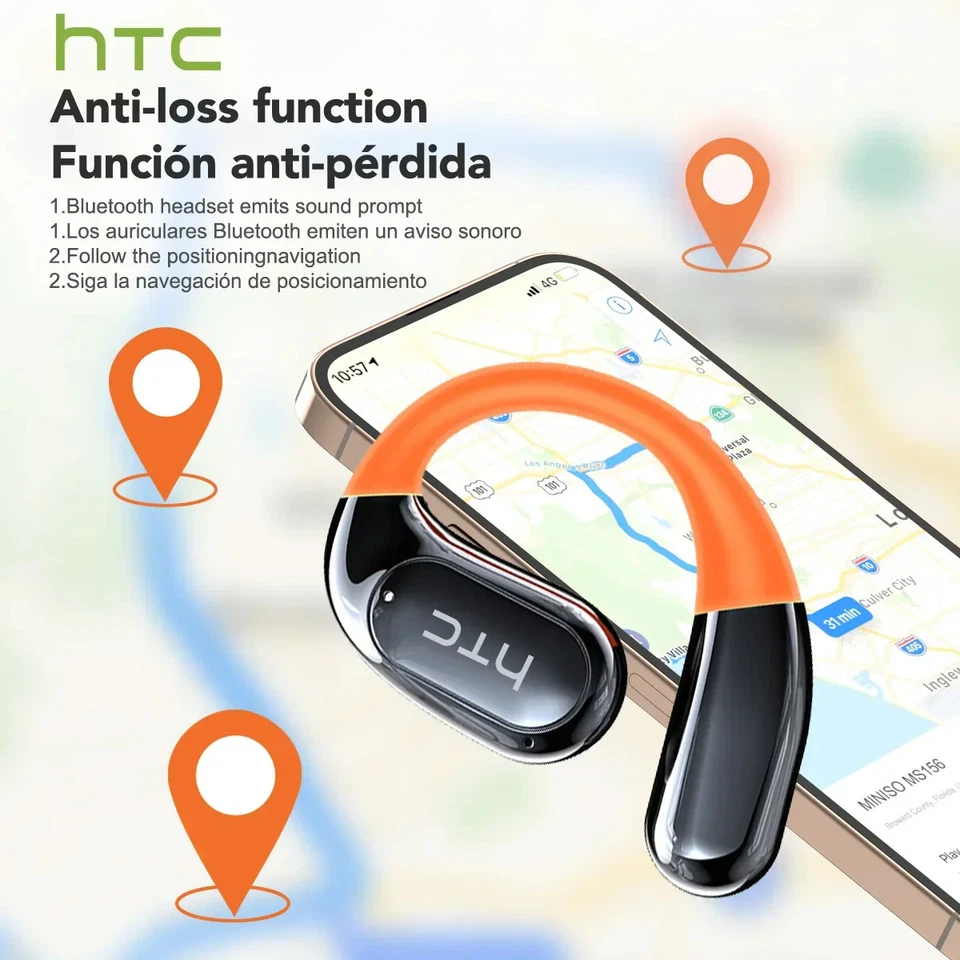 Fones de ouvido sem fio tradutor HTC AI | Fones de ouvido esportivos Bluetooth com gancho para orelha - Imagem 3 de 4