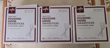  3 Packs Medline Triple Pack Providone Iodine Swabsticks 25 Pack 75 Pcs Exp.2026