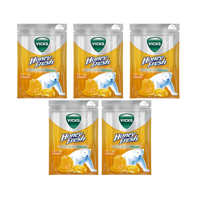 5x Vicks Honey Fresh Throat Lozenges 72g Honey & Menthol + Eucalyptus