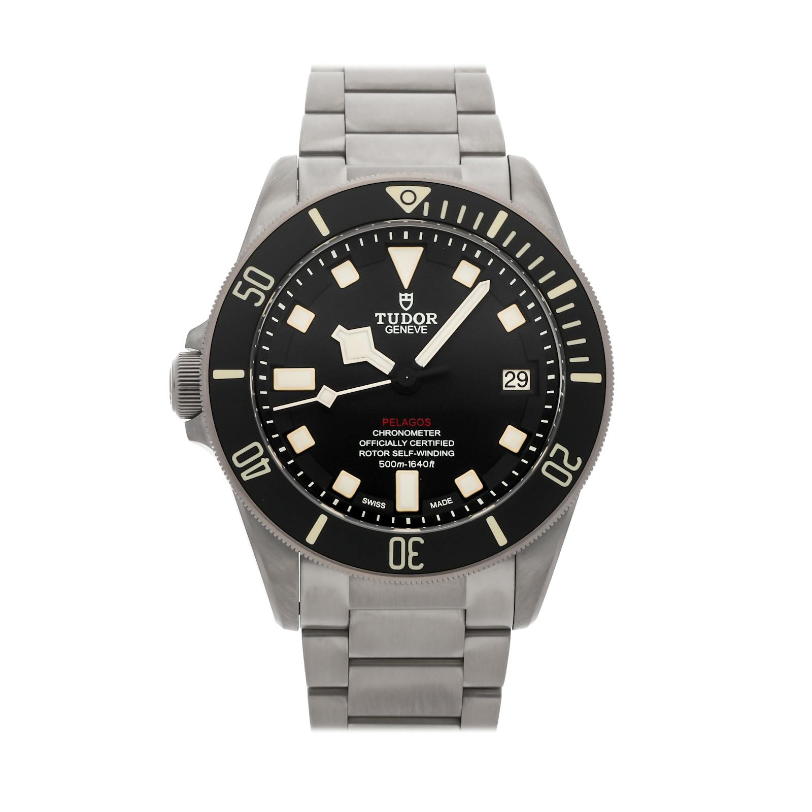 Tudor Pelagos LHD Titanium Auto 42mm Black Dial Watch Bracelet 25610TN