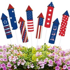 8 Pcs 4th of July 250th Garden Stake Metal USA Flag Yard Sign Patriotic Decor fo