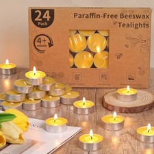 s Beeswax Tealight Candles, Pure Beeswax Tea Lights Candle, Natural 24 Pack