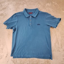 Hugo Boss Polo Shirt Mens Large Blue Reverse Logo Preppy Golf