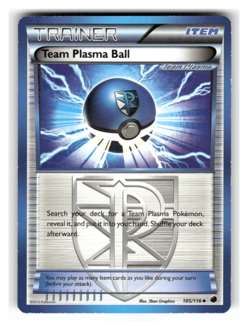 Team Plasma Ball 105/116 Uncommon Plasma Freeze Pokemon Lightly Played