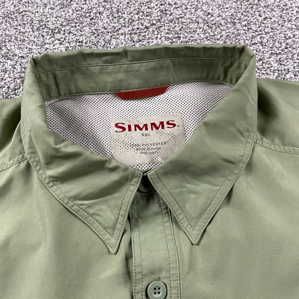 Simms Shirt Men XXL Green Button Long Sleeve Performance Vented Fishing Outdoors - Image 4 of 4