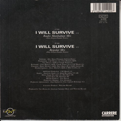 GLORIA GAYNOR I Will Survive PICTURE SLEEVE 7" 45 record NEW + juke box strip - Picture 2 of 3