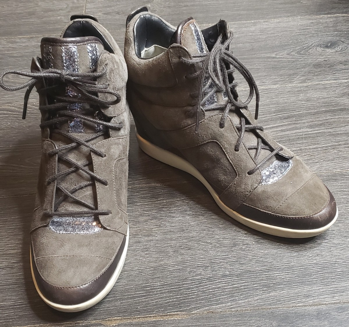 Yohji Yamamoto Y3 Womens Brown Leather Suede High Top Wedge