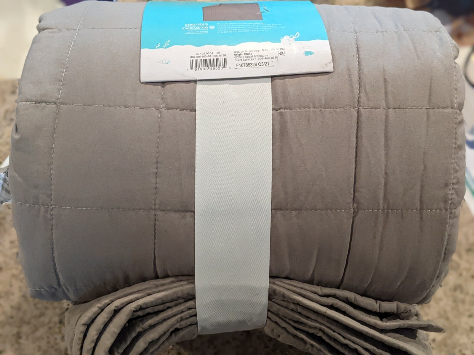 Pillowfort Box Stitch Microfiber Quilt Gray Full/Queen for sale online