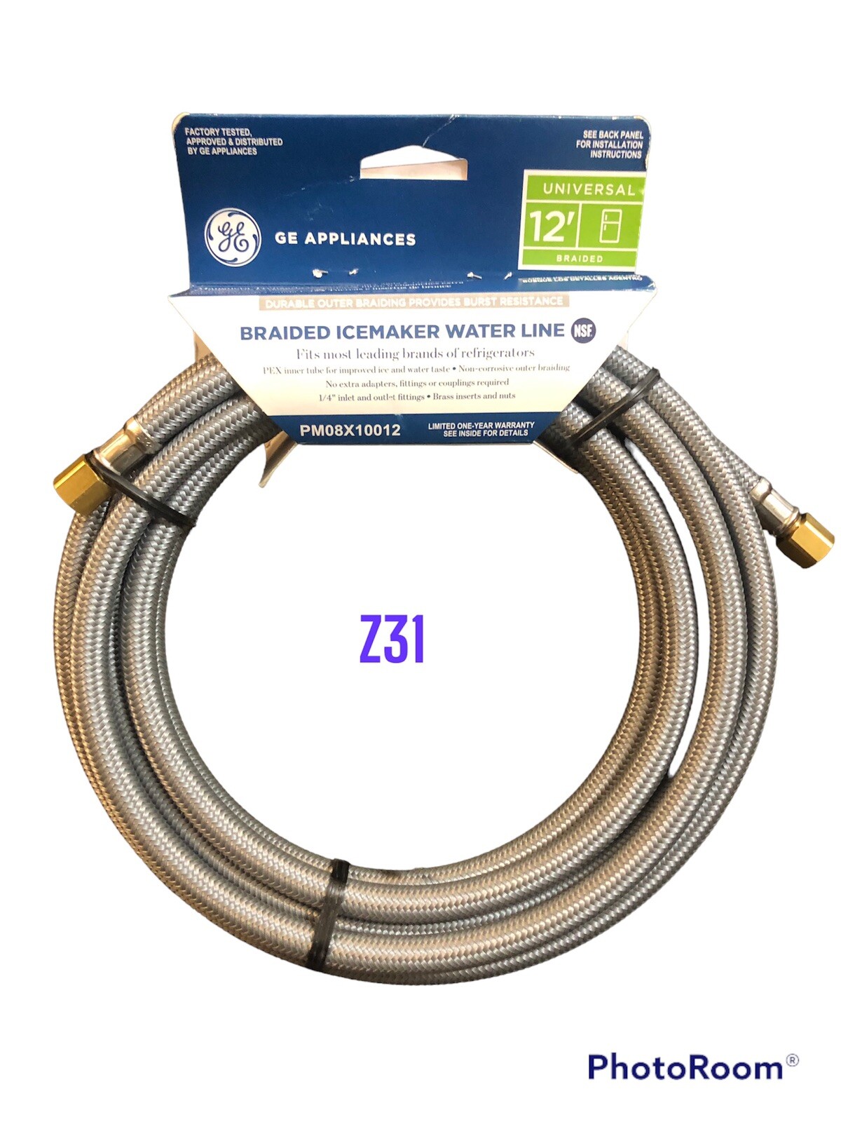 GE PM08X10012DS Silver 12 Ft. Braided Ice Maker Water Supply Line eBay