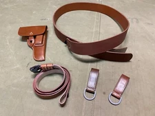 WWII GERMAN NCO M31 FIELD GEAR, MP SLING, D-RINGS, ASTRA HOLSTER BELT LOT