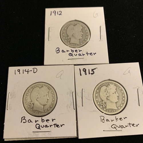 1912, 1914 D & 1915 Barber Quarters In Good Condition