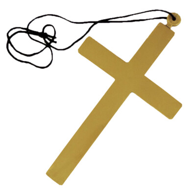 Jumbo Giant Gold Plastic Cross Priest Monk Nun Religious Costume Decor Accessory